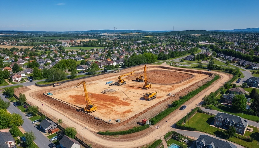 Aerial view of construction site near Austin startups.