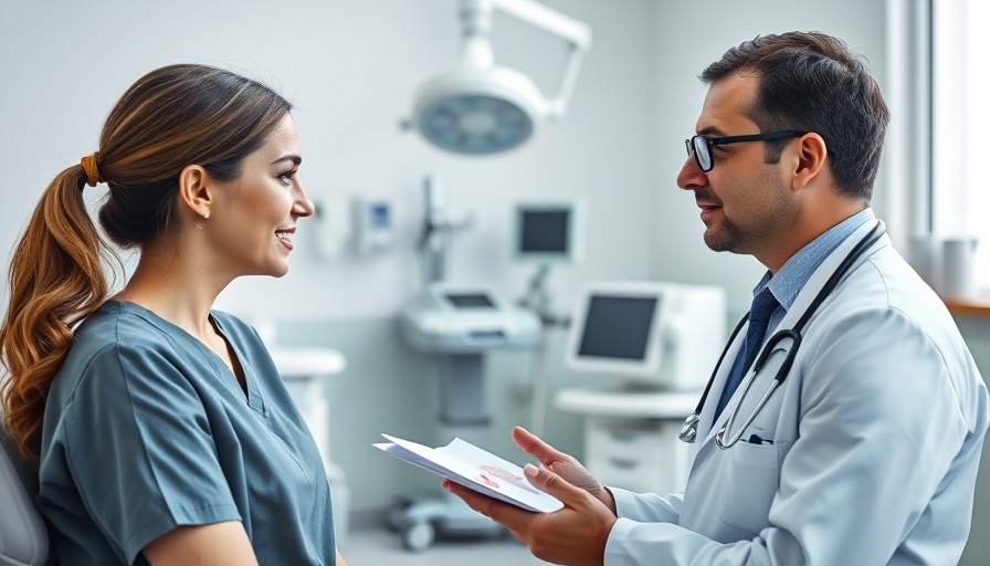 Doctor discussing AFib treatment options in North Texas clinic.