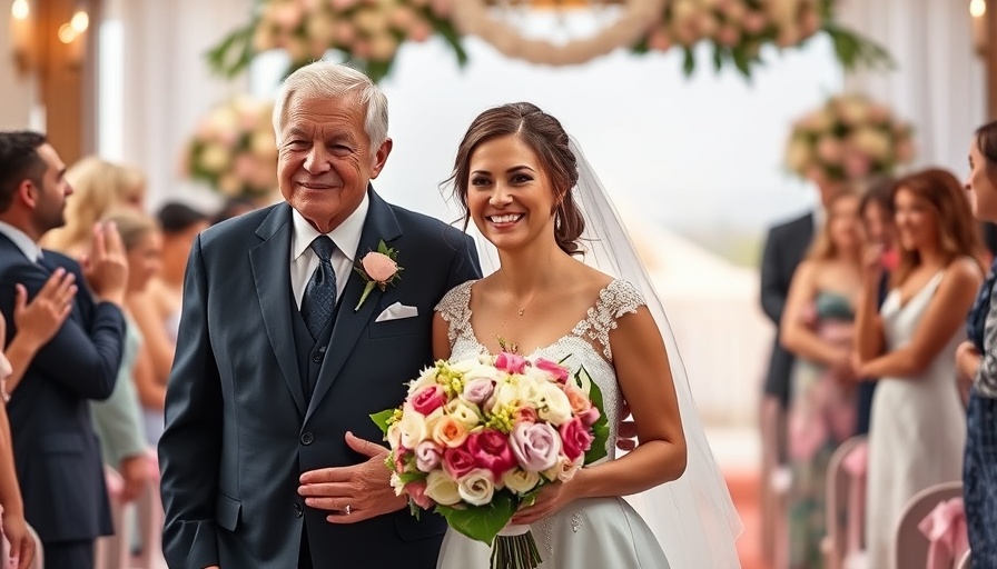 Cincinnati bride's landlord walks her down the aisle at wedding ceremony.