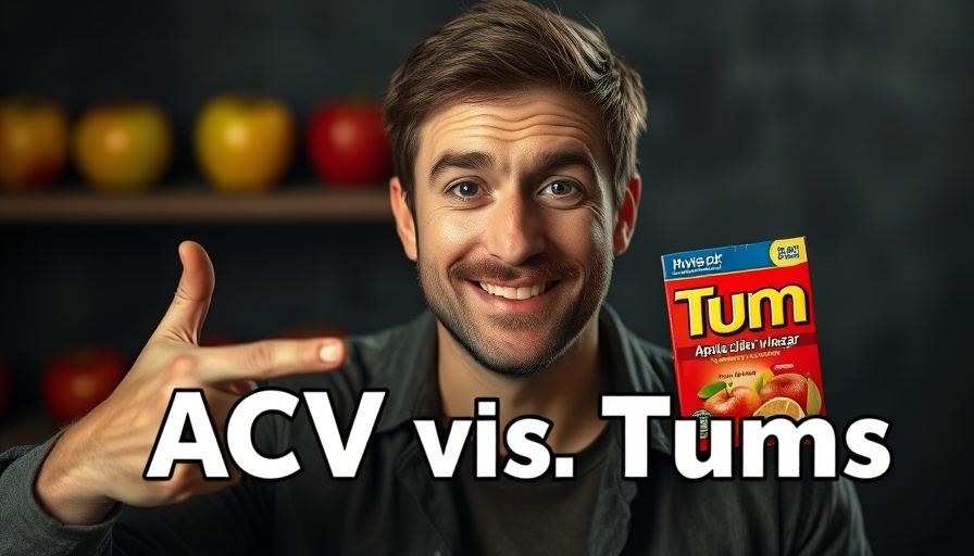 Comparison image of apple cider vinegar and Tums, highlighting differences.