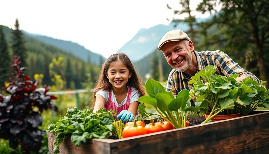 Joyful gardening scene highlighting health and wellness benefits of nature.