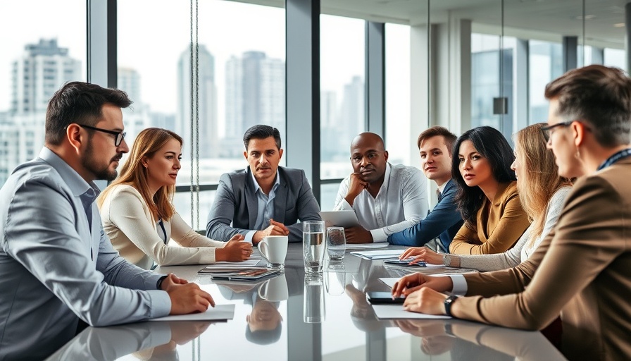 Diverse group of adults in a meeting room discussing, symbolizing public meetings in Texas.