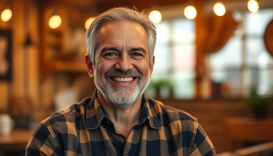 Warm smile of a middle-aged man, representing Austin lifestyle indoors.