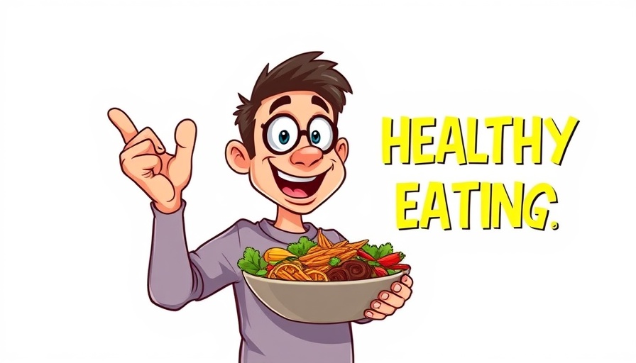 Healthy meal suggestion for type 2 diabetes and heart disease, cartoon.