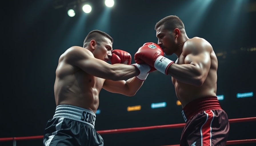 Intense boxing title fight highlights powerful punch.