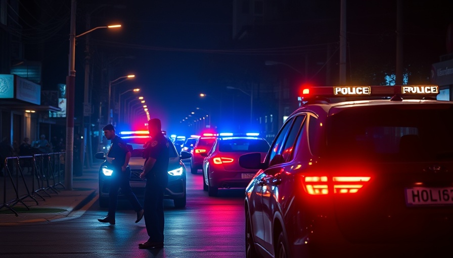 San Antonio crime reports scene with police and flashing lights at night.