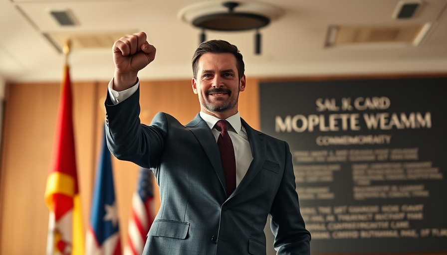 Charlie Kirk poster with hero acknowledgment beside flags indoors.