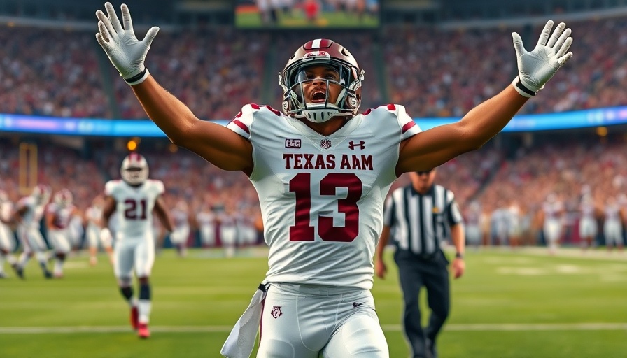Texas A&M football player celebrating, Texas A&M football ranking.