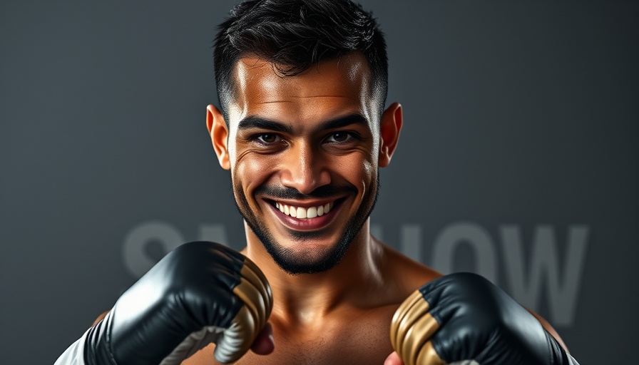 Confident male fighter highlighted as the best fighter on the planet.