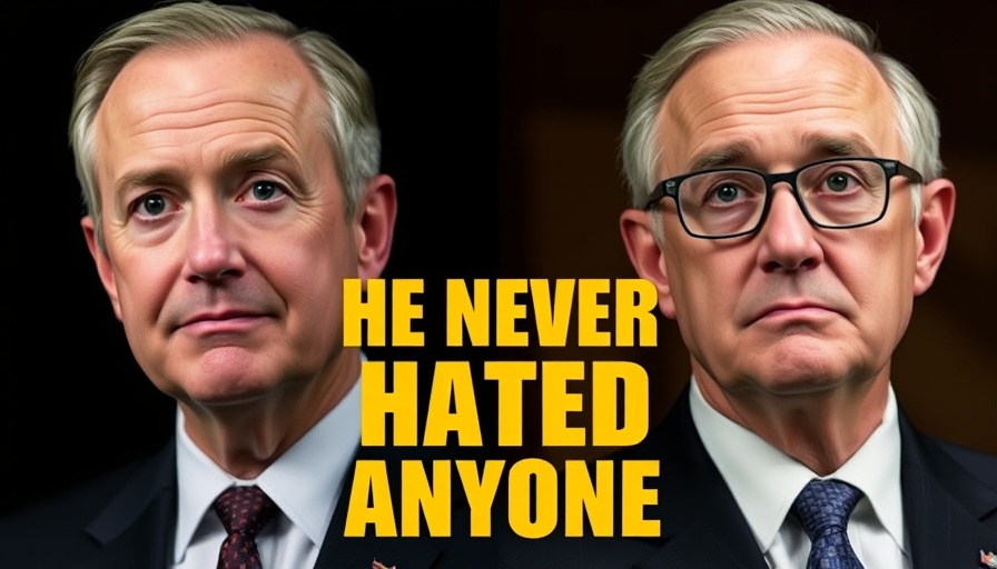 Portraits of two men with news banner about political violence in America.