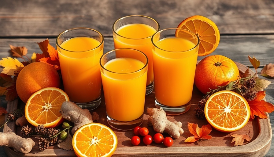 Autumn Equinox Feast with orange juice and fruits on a rustic tray.