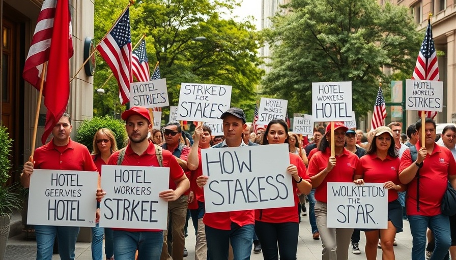Hotel workers striking outside Hilton in Houston.
