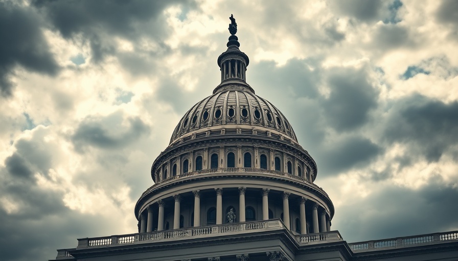 Capitol dome under dramatic clouds, related to Guatemalan children deportation whistle-blower report.