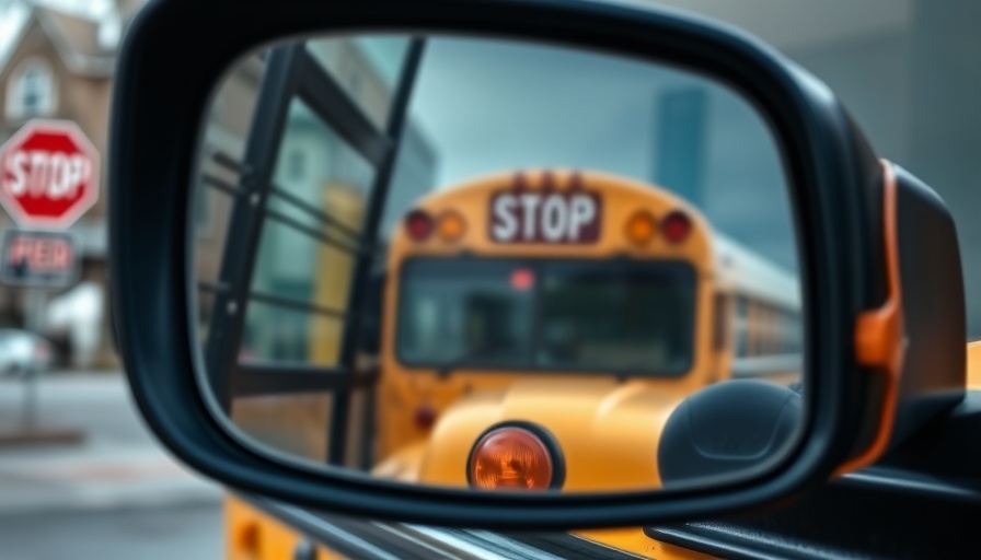 School bus mirror reflection, Round Rock school bus crash report visualization.