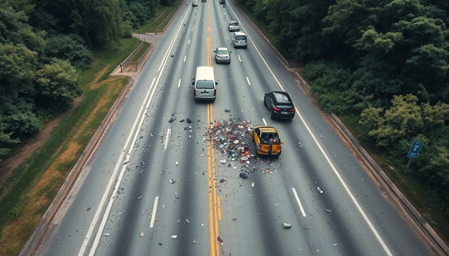 Aerial shot of highway accident scene related to GA bond laws reform.