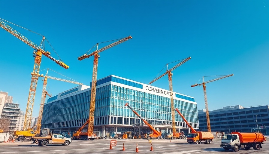 Austin Convention Center demolition with construction vehicles.