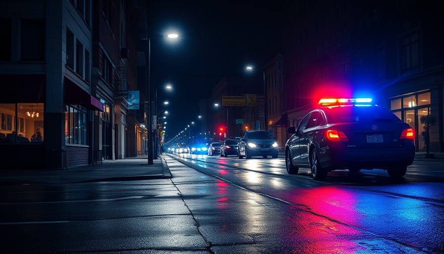 Night scene with police vehicle and flashing lights related to York County shooting.