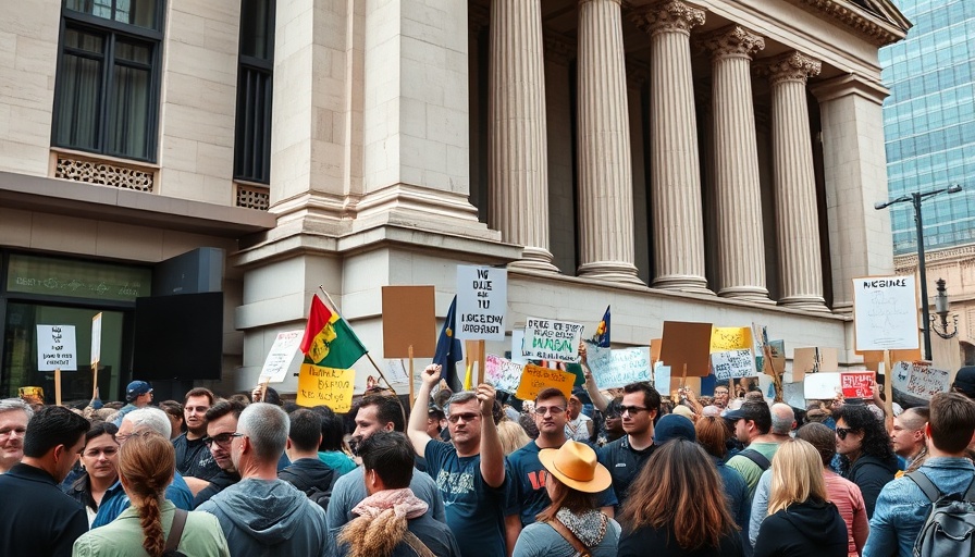 Street protest illustrating U.S. political sentiments with diverse crowd.