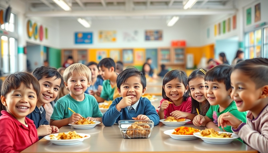 Children eating lunch in a Texas school cafeteria, free school meals.