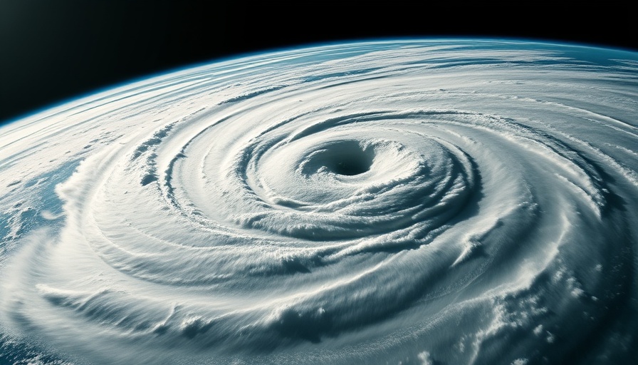 Satellite image showing Hurricane Gabrielle forecast track with swirling clouds.