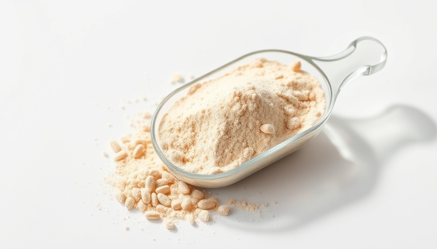 Nutritional supplement for healthy aging nutrition, focus on powder texture.