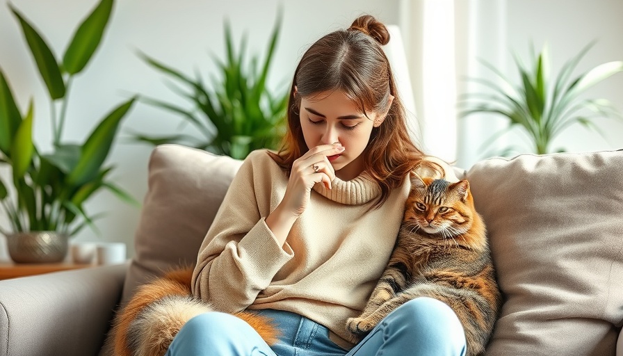 Woman sneezes in living room, highlighting allergens.