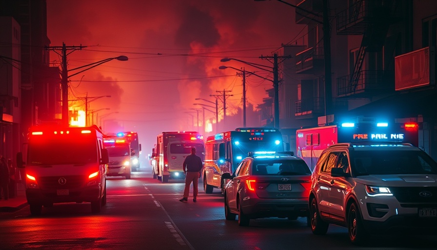 San Antonio fire safety news scene with police and fire vehicles at night.