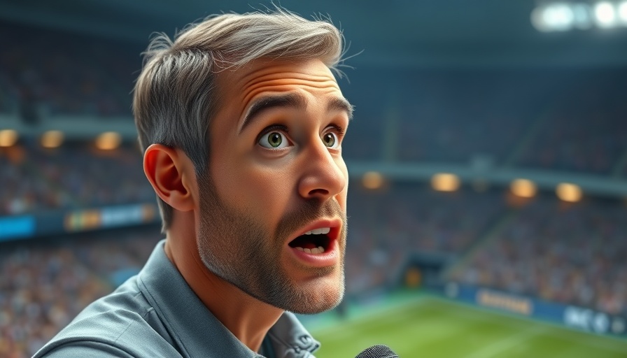 Super Bowl 2025 analysis by sports commentator in stadium setting.