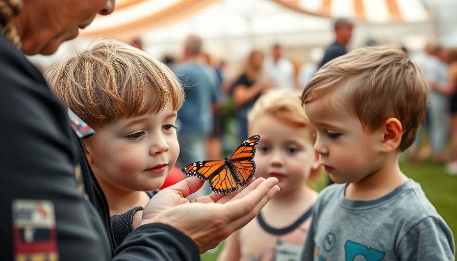 Children at Monarch Butterfly Festival San Antonio observing butterfly.