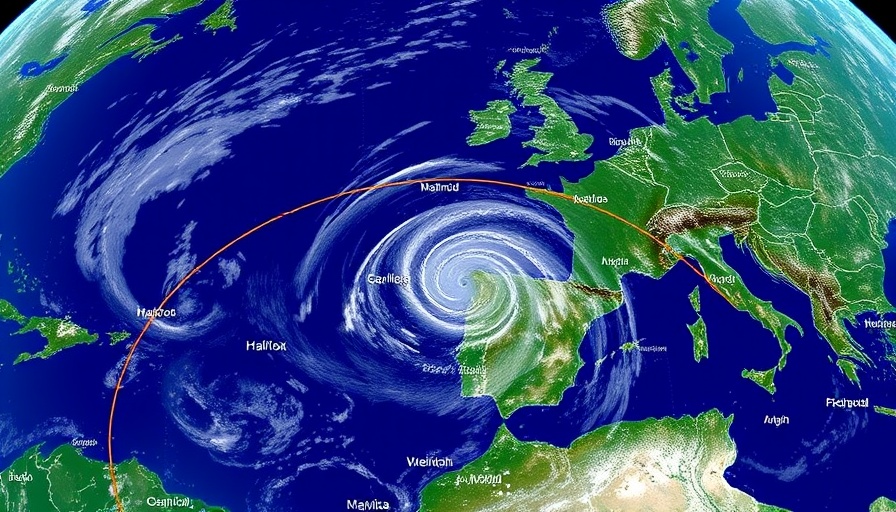 Hurricane forecast news map showing Hurricane Gabrielle's path.