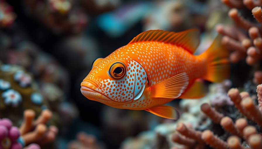 Vibrant orange-speckled fish in coral reef, illustrating ecological shifts.