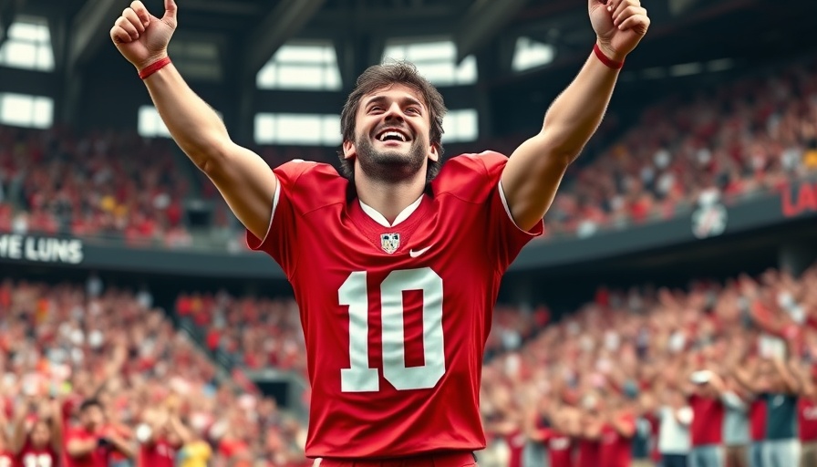 Patrick Mahomes apparel partnership: football player in red uniform celebrating