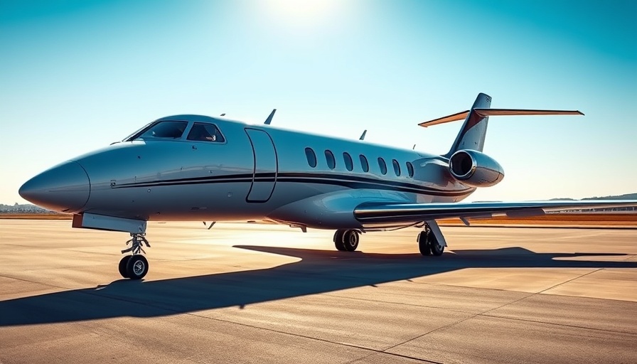 Luxurious private jet on runway, Dallas Love Field backdrop.