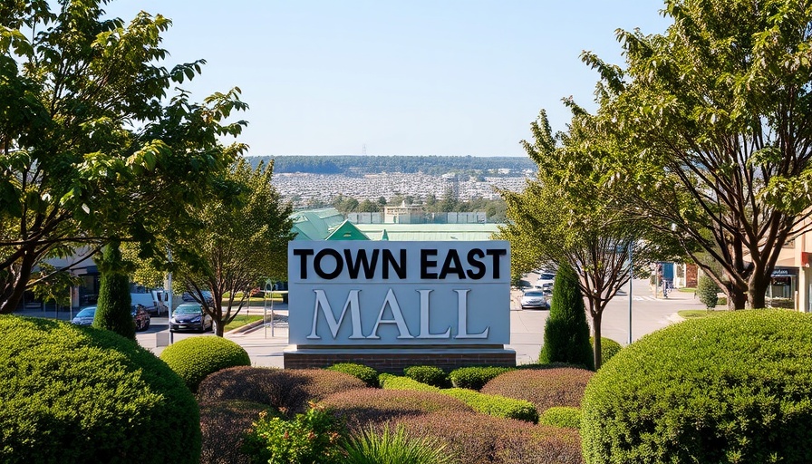 Town East Mall sign at former Sears site redevelopment in Dallas.
