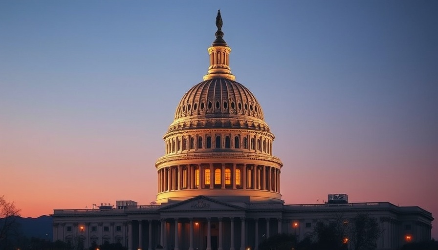 U.S. Capitol dome at twilight during government shutdown preparations.
