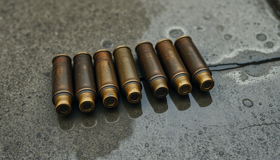 Weathered bullets on wet concrete surface; breaking US news context.
