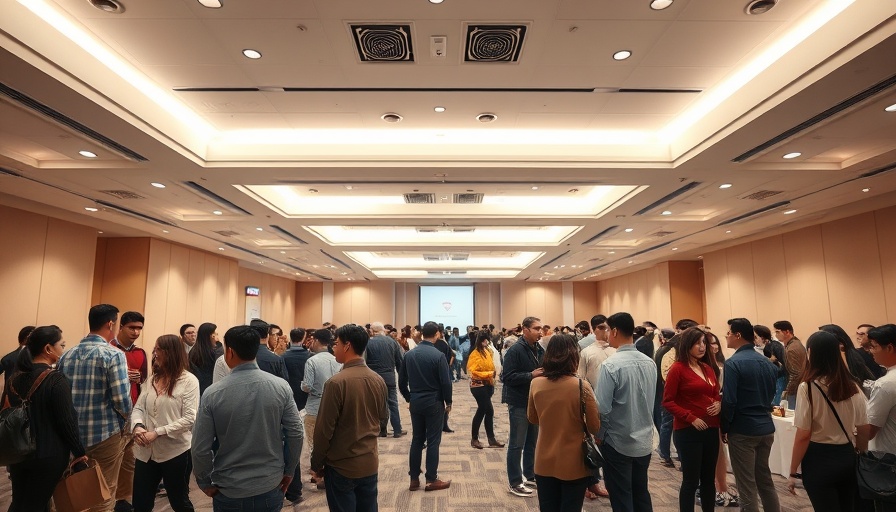 Modern conference hall at Texas State University, security event preparation in progress