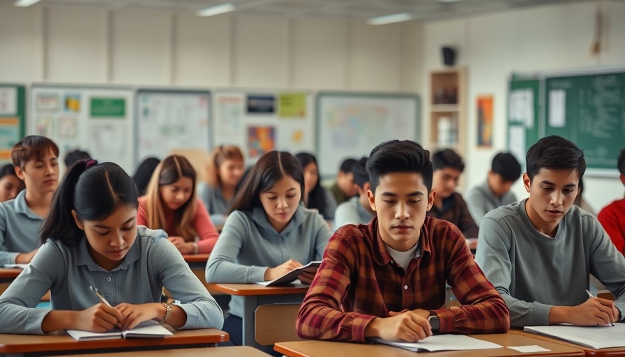 Diverse students quietly taking a test in a classroom, relating to Texas STAAR testing overhaul.