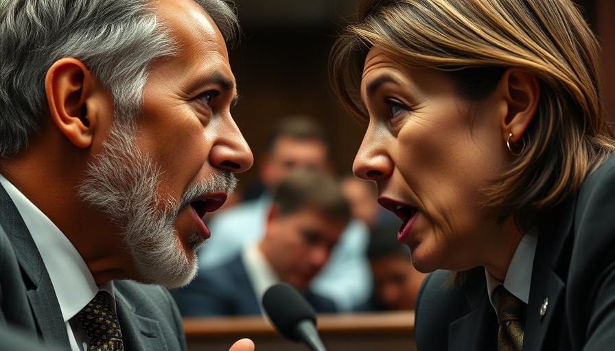 Intense U.S. government hearing with passionate debate.