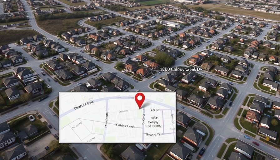 Aerial map with arrest location marked in Austin police department news.