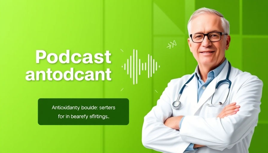 Podcast image on benefits of antioxidants features smiling doctor.