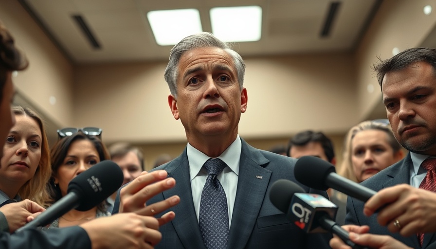US news today involves a man speaking to reporters indoors.