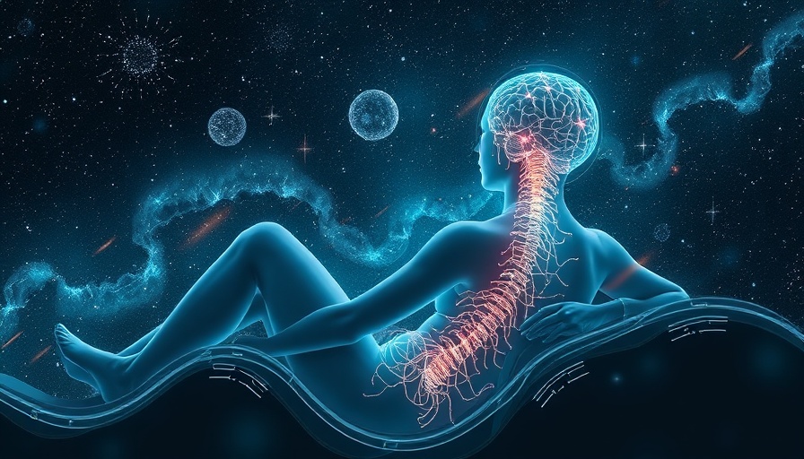 Surreal image showing cosmic human figure with glowing neural paths.