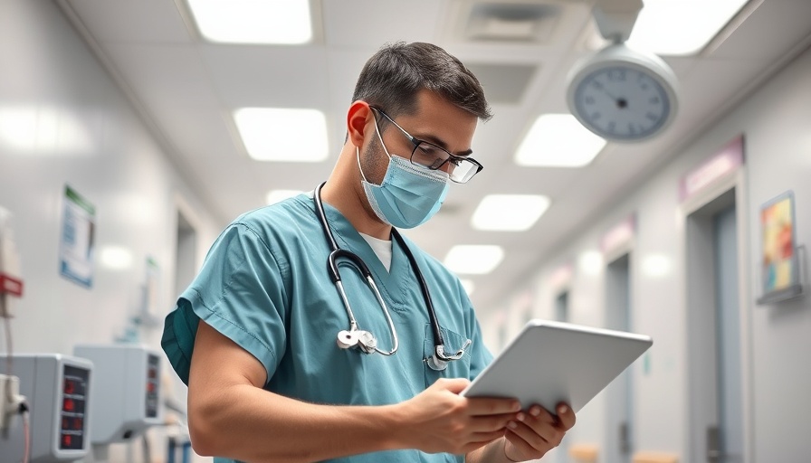 Healthcare professional in hospital corridor with medical equipment.