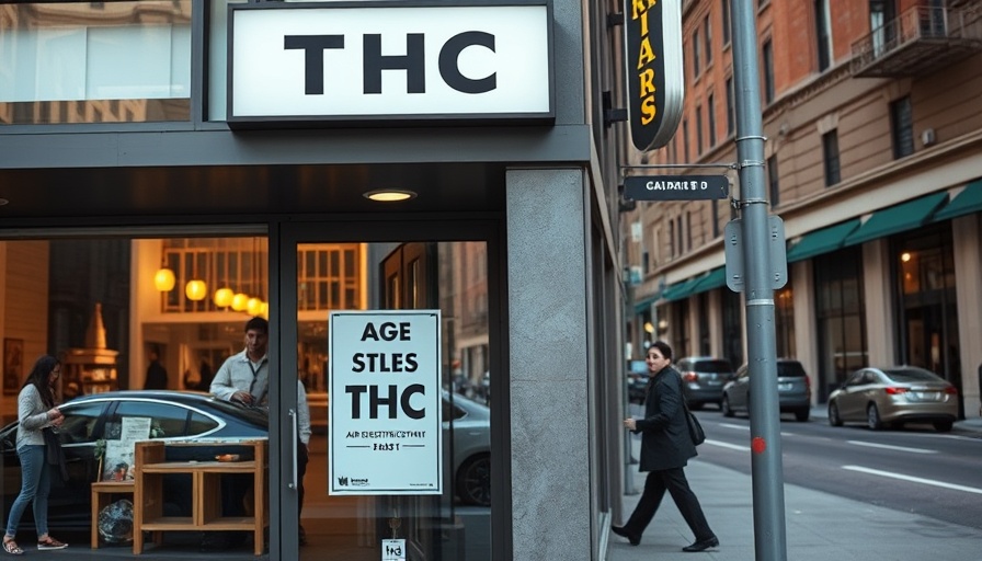 Storefront with THC age restriction sign in Texas.