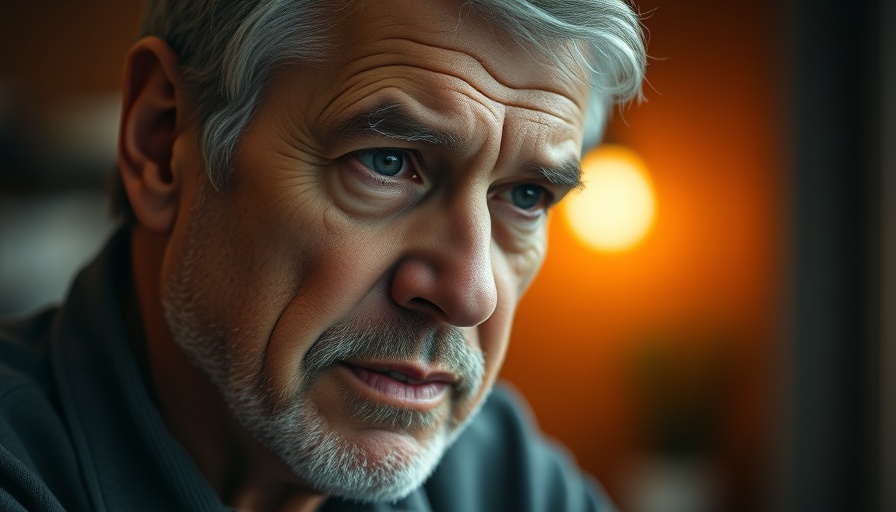 Middle-aged man discussing anti-inflammatory food indoors.
