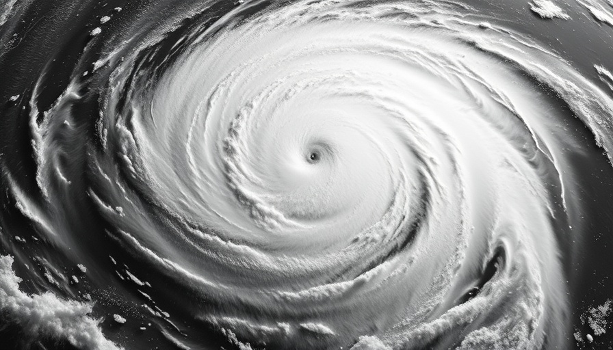 Hurricane Humberto forecast path visible in satellite image with storm eye.
