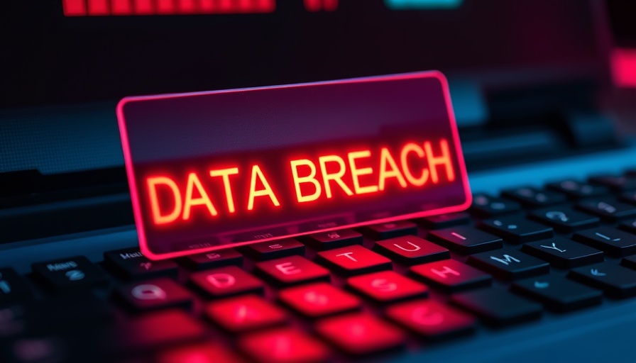 Cybersecurity alert with data breach warning on keyboard.