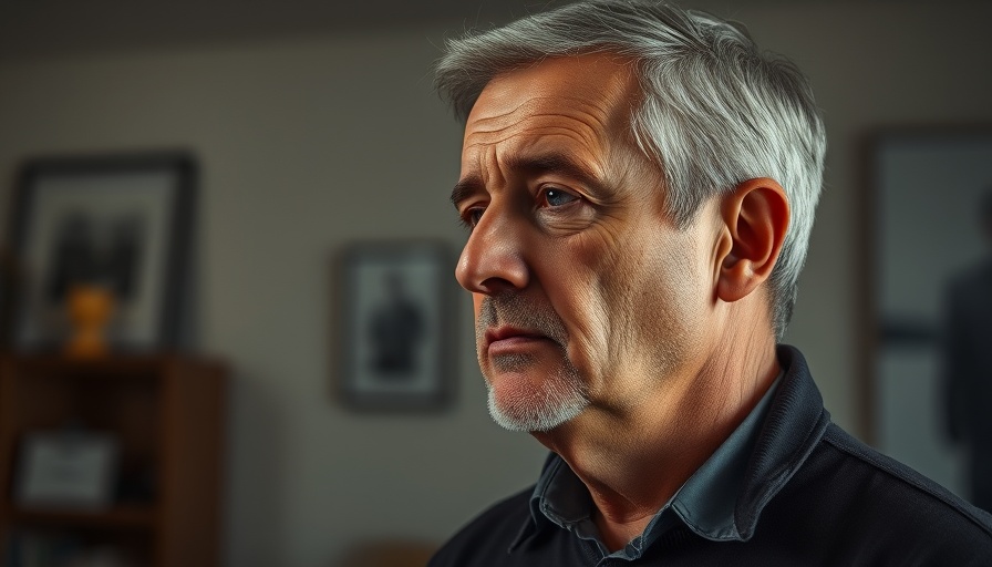 Thoughtful man reflecting on challenges in 2024 amid a blurred interior