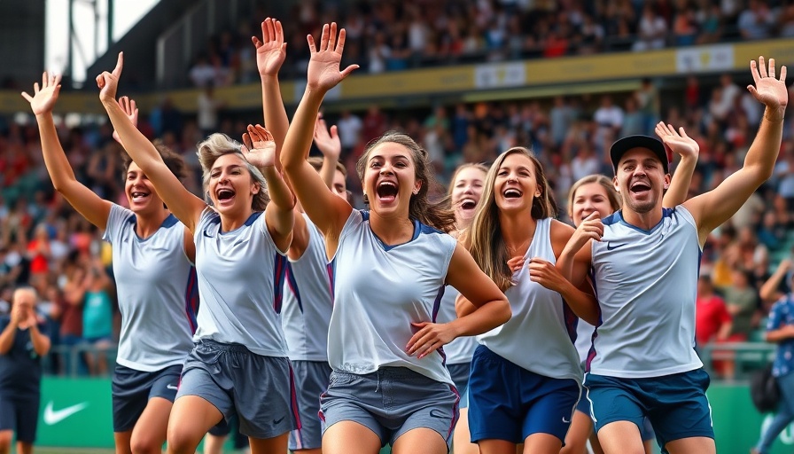 Energetic athletes celebrate sports performance secrets in stadium.